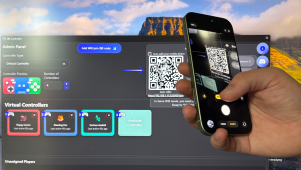Phone camera scanning a QR to connect